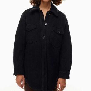 Wilfred Free The Ganna Black Marino Wool Shacket Womens Medium Shirt Aritzia